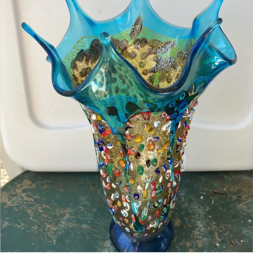 ❤️ RARE MURANO Glass Vase with Millefiori Design - Artist signed
